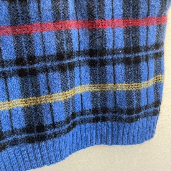 Retro Academia Wool Plaid Sweater Vest Vtg Lord & Taylor Blue Grandpa Eclectic - Picture 14 of 16